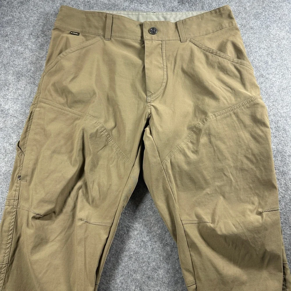 KUHL Hiking Pants 32x30 Tan Khaki Outdoor Tactical Cargo Articulated Knee Flaws